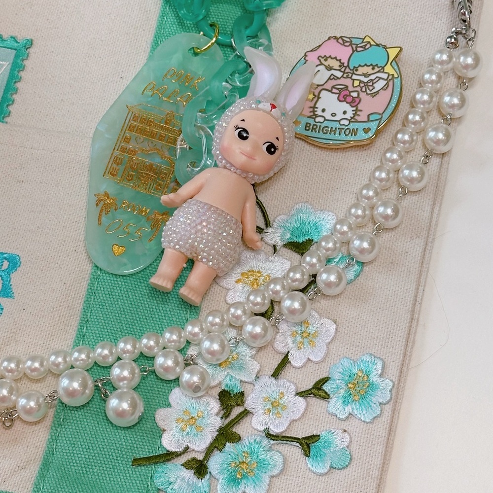 Trader Joe's Green Mini Tote Bag Custom with Labubu - Picture 3 of 5